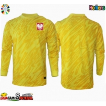 Camisa de Futebol Polónia Goleiro Equipamento Principal Europeu 2024 Manga Comprida